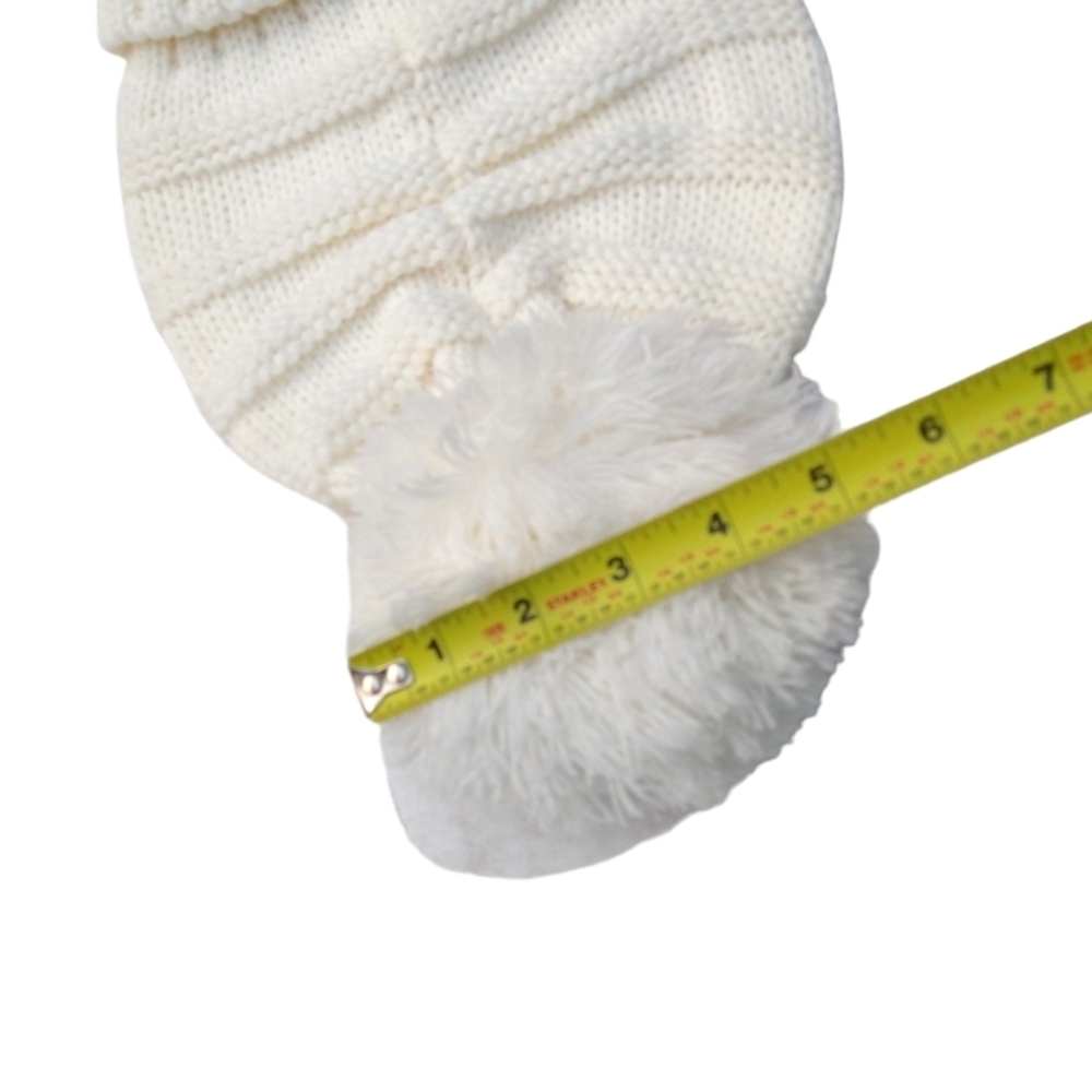 C.C. white scrunchie Pom Pom knit winter hat beanie toboggan - Picture 3 of 6